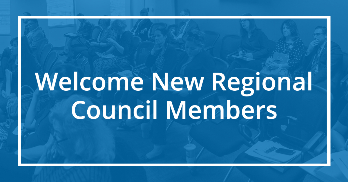 blue box that says welcome new regional council members