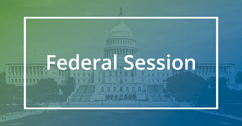 blue green box with Federal Session text